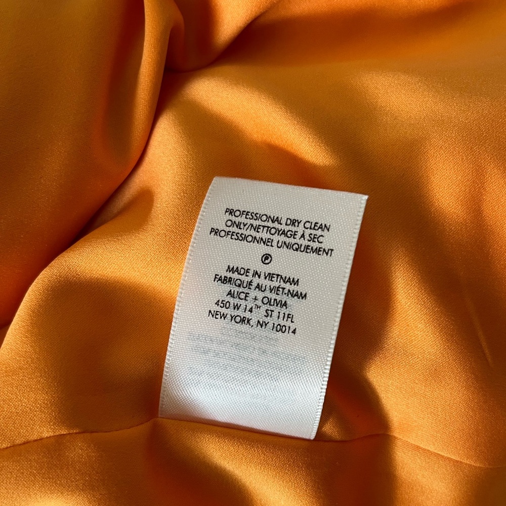 Alice + Olivia Women’s Orange Denny Notch Collar Boyfriend Blazer Silk Size 4 - Picture 12 of 17
